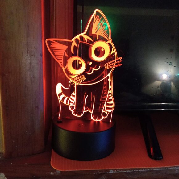 Table Lamp - Kitty Cat Night Light -7 Colors - Picture 5 of 6